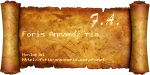 Foris Annamária névjegykártya